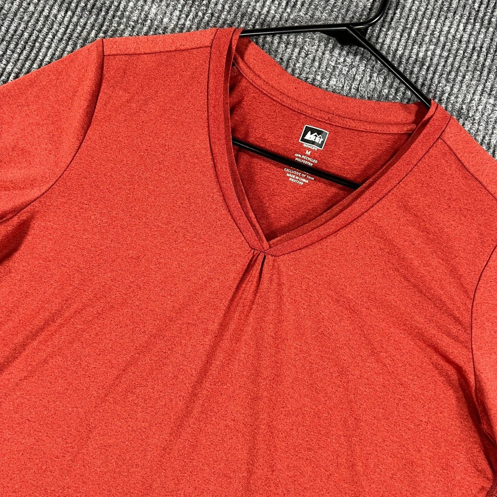 REI Long Sleeve Shirt Womens Medium Red V Neck Performance Outdoor Casual